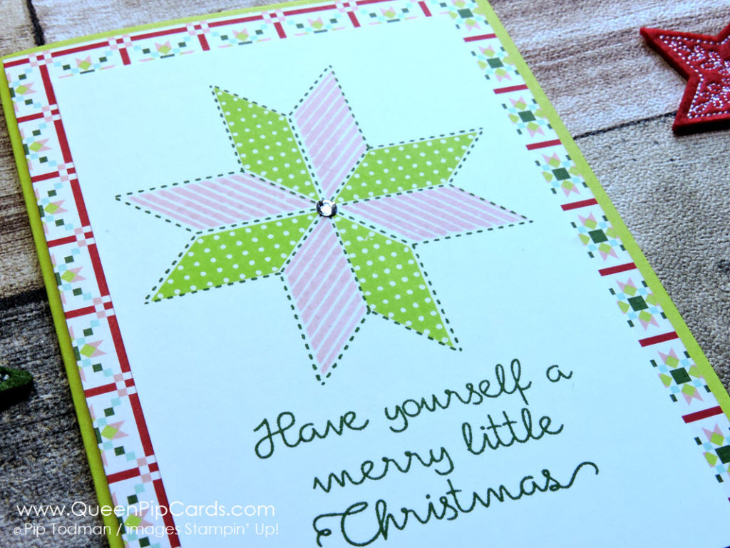 Quick And Simple Card Idea in Lemon Lime Twist & Powder Pink with Christmas Quilt by Stampin' Up! Pip Todman Queen Pip Cards UK Stampin' Up! Demonstrator www.queenpipcards.com fb.me/QueenPipCards #queenpipcards #stampinup #papercraft #inspiringyourcreativity