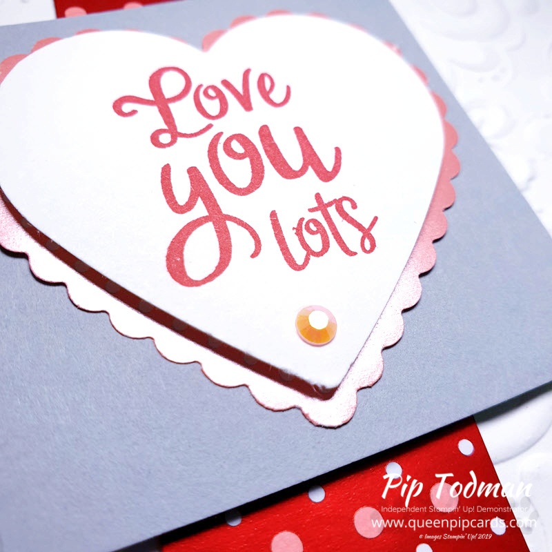 Parisian Flourish Love You Lots card featuring the pretty new 3D embossing folder with my favourite sentiment yet! Pip Todman www.queenpipcards.com Stampin' Up! Independent Demonstrator UK 