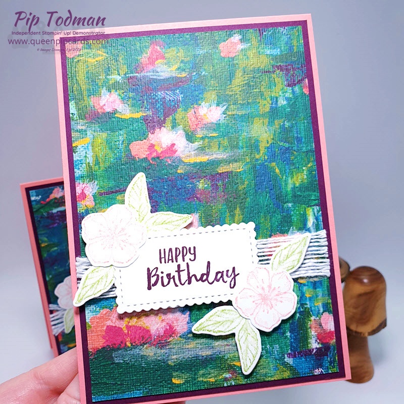 Subtle Lily Impressions Designer Series Paper - this card uses the Subtle Embossing folder to add even more depth to this beautiful paper. Pip Todman www.queenpipcards.com Stampin' Up! Independent Demonstrator UK 