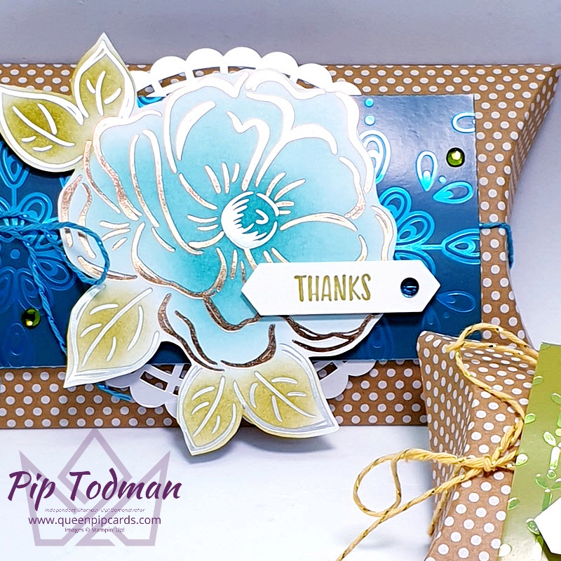 Flowering Foils Pillow Box gifts for my customers at class! It is so easy to make some quick gift packages. Pip Todman www.queenpipcards.com Stampin' Up! Independent Demonstrator UK