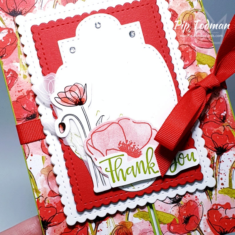 Painted Poppies Gatefold Side Tied Card. Pip Todman www.queenpipcards.com Stampin' Up! Independent Demonstrator UK