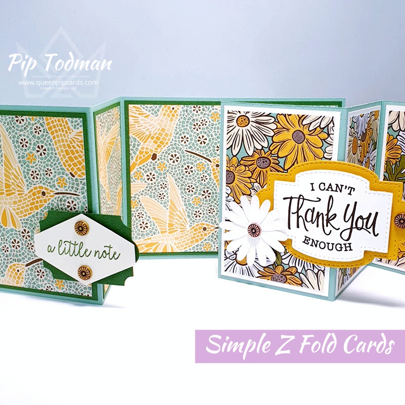 Z Fold Cards With Ornate Garden and Mosaic Mood papers! Pip Todman www.queenpipcards.com Stampin' Up! Independent Demonstrator UK