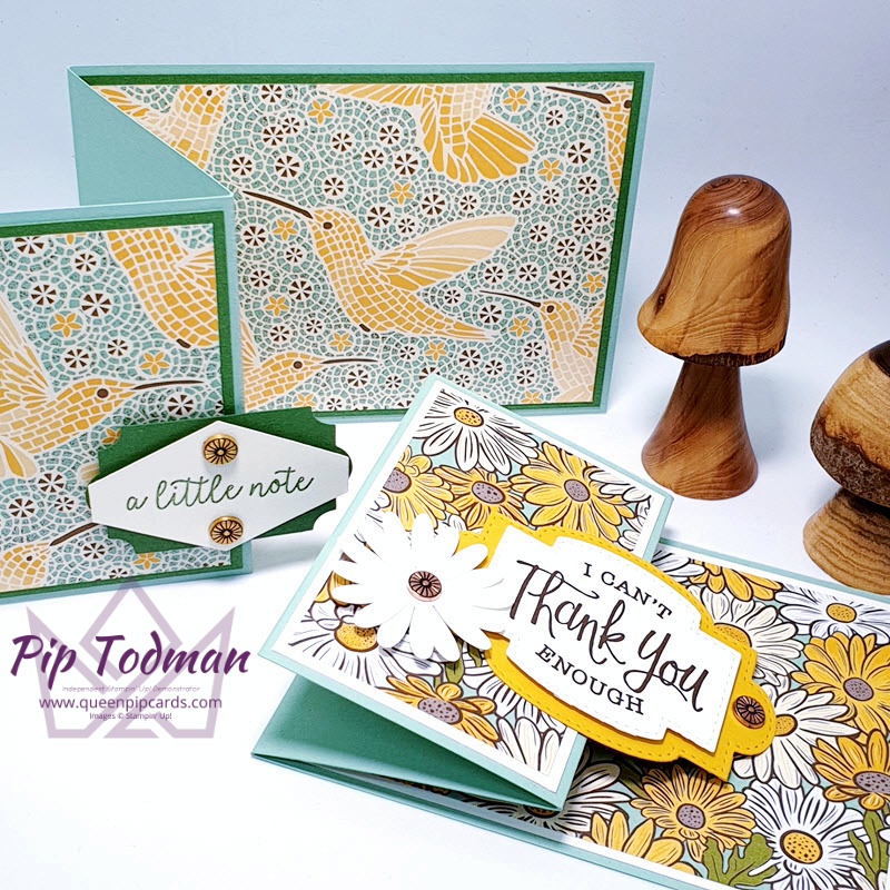 Z Fold Cards With Ornate Garden and Mosaic Mood papers! Pip Todman www.queenpipcards.com Stampin' Up! Independent Demonstrator UK