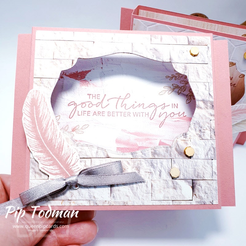 Shadow Box Fold card with In Good Taste suite Pip Todman Stampin' Up! Demonstrator #simplystylish #queenpipcards