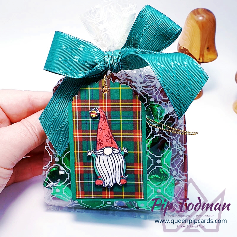 Sweet Treats - bags of sweets with Gnome for the Holidays Pip Todman Stampin' Up! Demonstrator #simplystylish #queenpipcards