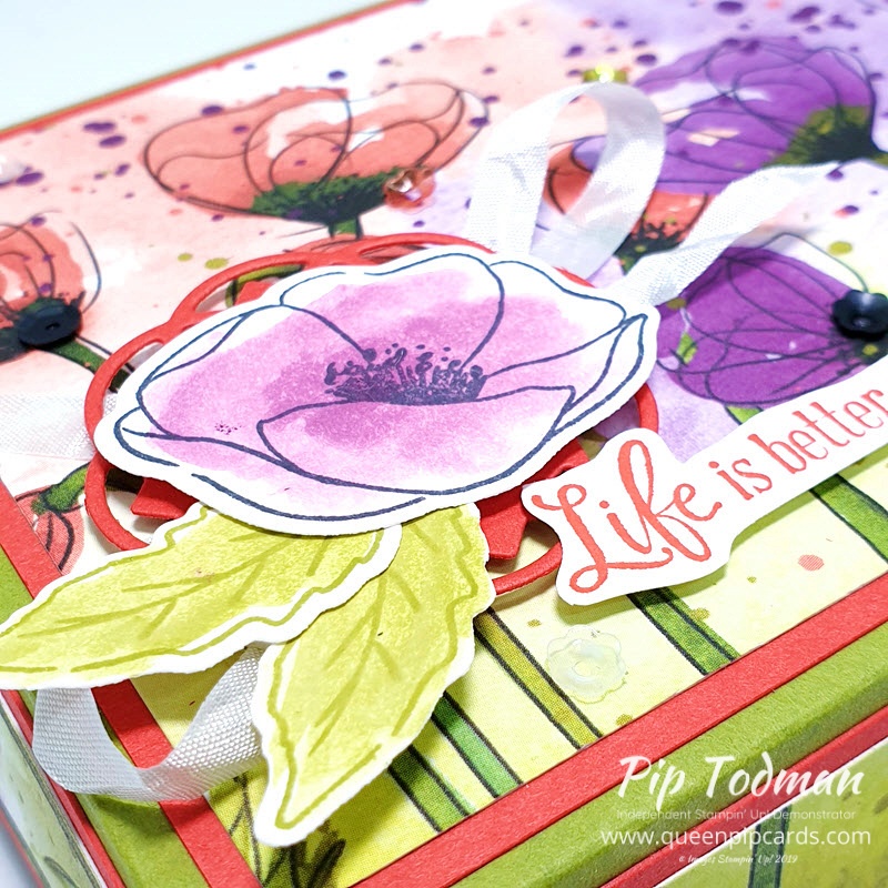Stunning Card & Gift Box set with Peaceful Poppies Designer Series Paper for our monthly hop! Pip Todman www.queenpipcards.com Stampin' Up! Independent Demonstrator UK 
