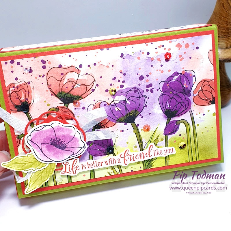 Stunning Card & Gift Box set with Peaceful Poppies Designer Series Paper for our monthly hop! Pip Todman www.queenpipcards.com Stampin' Up! Independent Demonstrator UK 