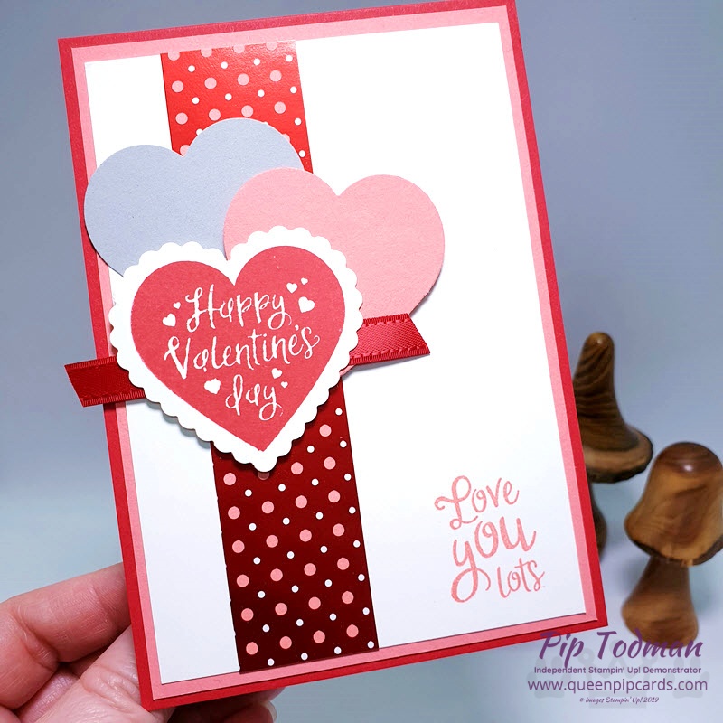 Valentines Day Card - Heartfelt stamps and beautiful Heart Punches feature in this gorgeous card for your bestie! Pip Todman www.queenpipcards.com Stampin' Up! Independent Demonstrator UK 