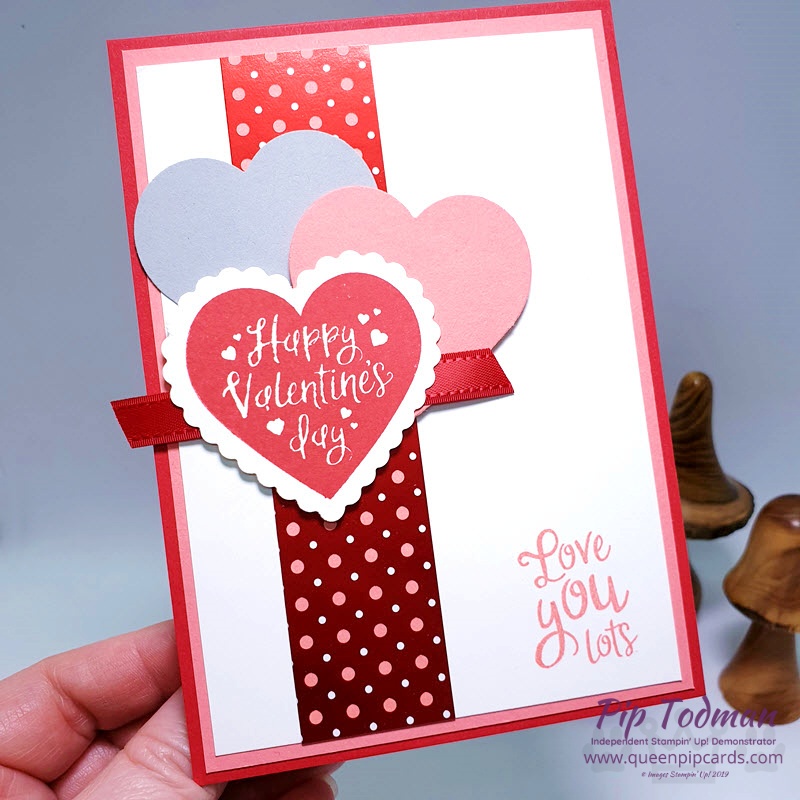 Valentines Day Card - Heartfelt stamps and beautiful Heart Punches feature in this gorgeous card for your bestie! Pip Todman www.queenpipcards.com Stampin' Up! Independent Demonstrator UK
