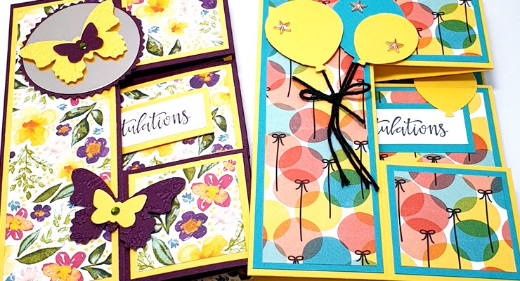 Fun Trifold Shutter Card with Butterfly Duet & Balloon Bouquet Punches