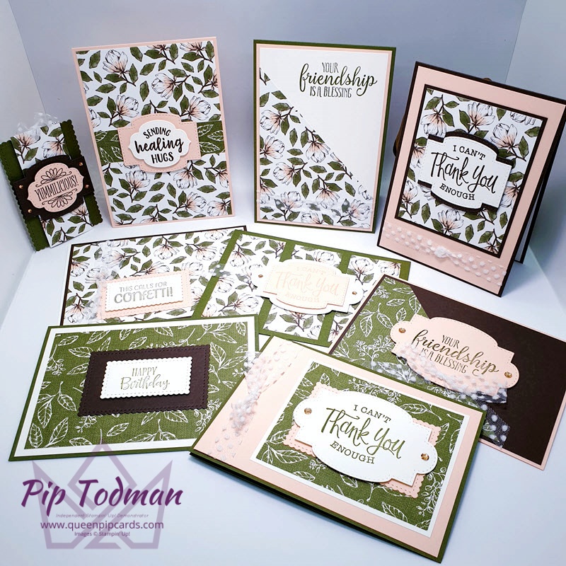 Magnolia Lane One Sheet Wonder - makes 8 cards and a tag! Pip Todman www.queenpipcards.com Stampin' Up! Independent Demonstrator UK