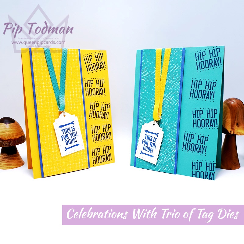 Celebrating Guys. Trio of Tags Dies are not just for tags! Pip Todman www.queenpipcards.com Stampin' Up! Independent Demonstrator UK