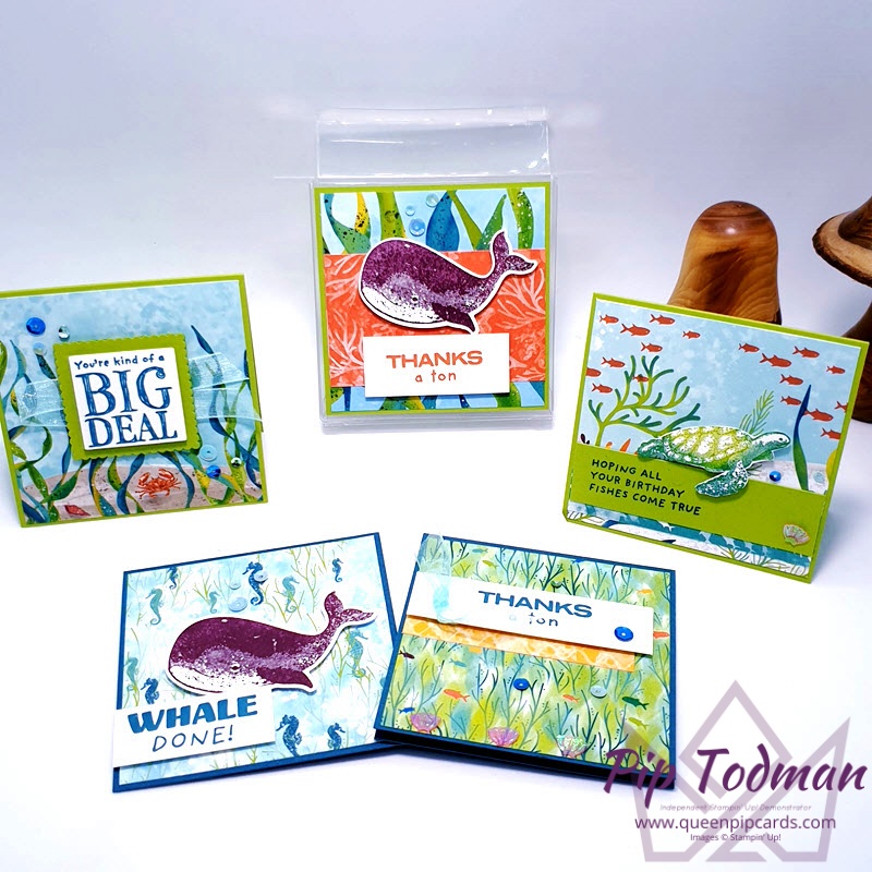1st Set of Whale of a Time Suite notecards & box from Stampin' Up! Pip Todman www.queenpipcards.com Stampin' Up! Independent Demonstrator UK