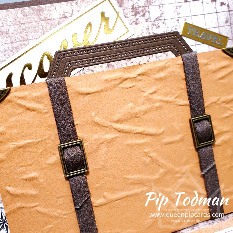 A World of Good Luggage Pop Up Card for your inspiration! Pip Todman Stampin' Up! Demonstrator #simplystylish #queenpipcards