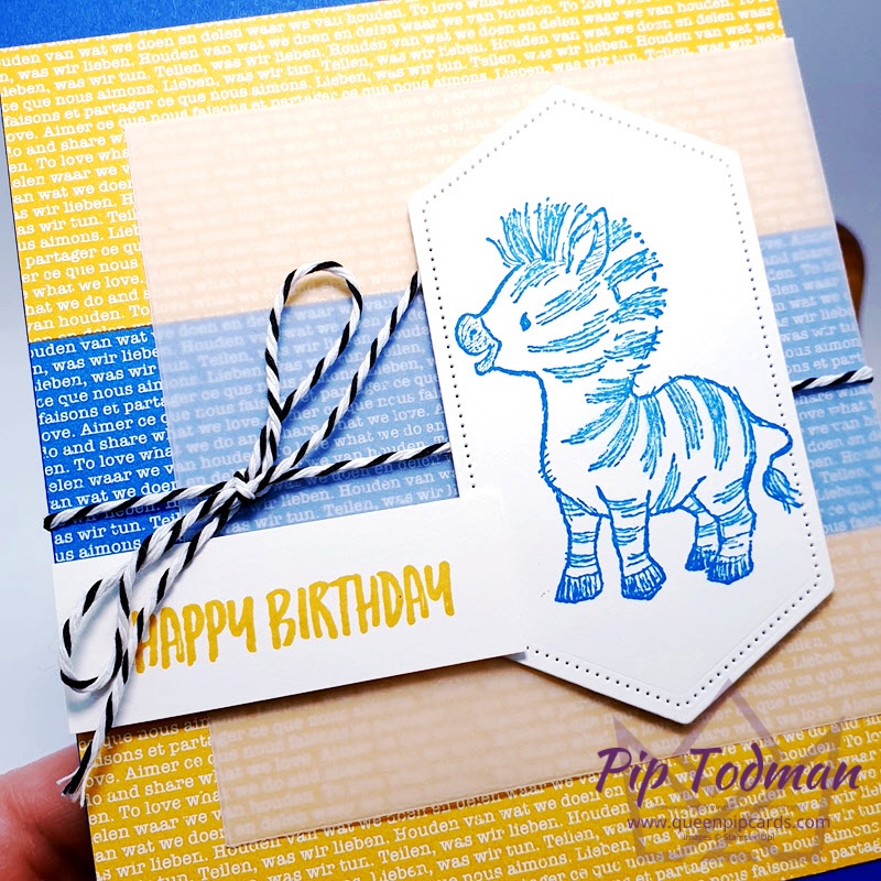 No Blue Birthdays here! Zany Zebras are so much fun. I know this will make your friends smile! Pip Todman Stampin' Up! Demonstrator #simplystylish #queenpipcards