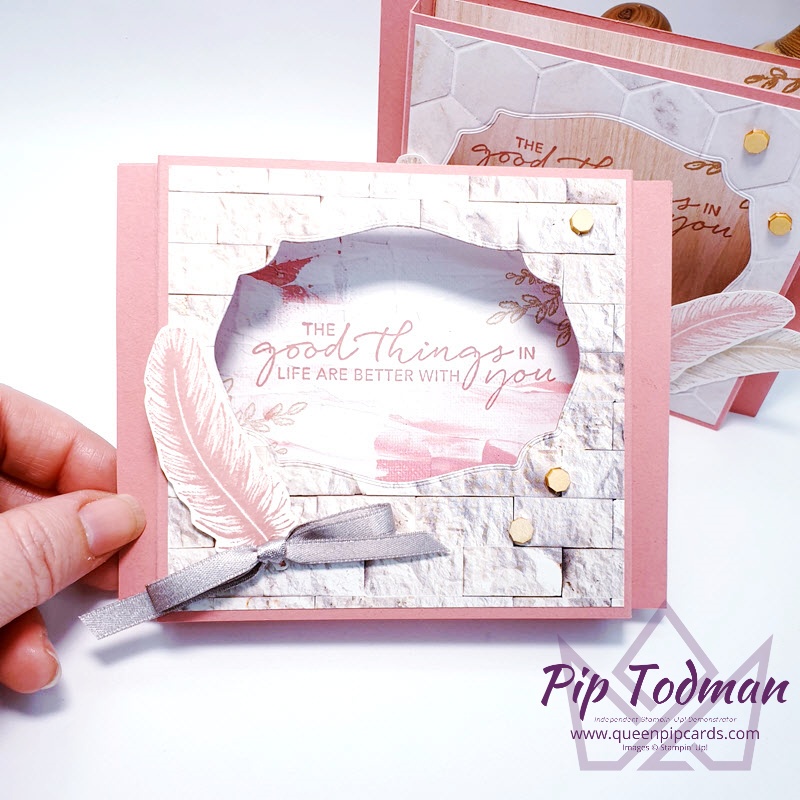 Shadow Box Fold card with In Good Taste suite Pip Todman Stampin' Up! Demonstrator #simplystylish #queenpipcards