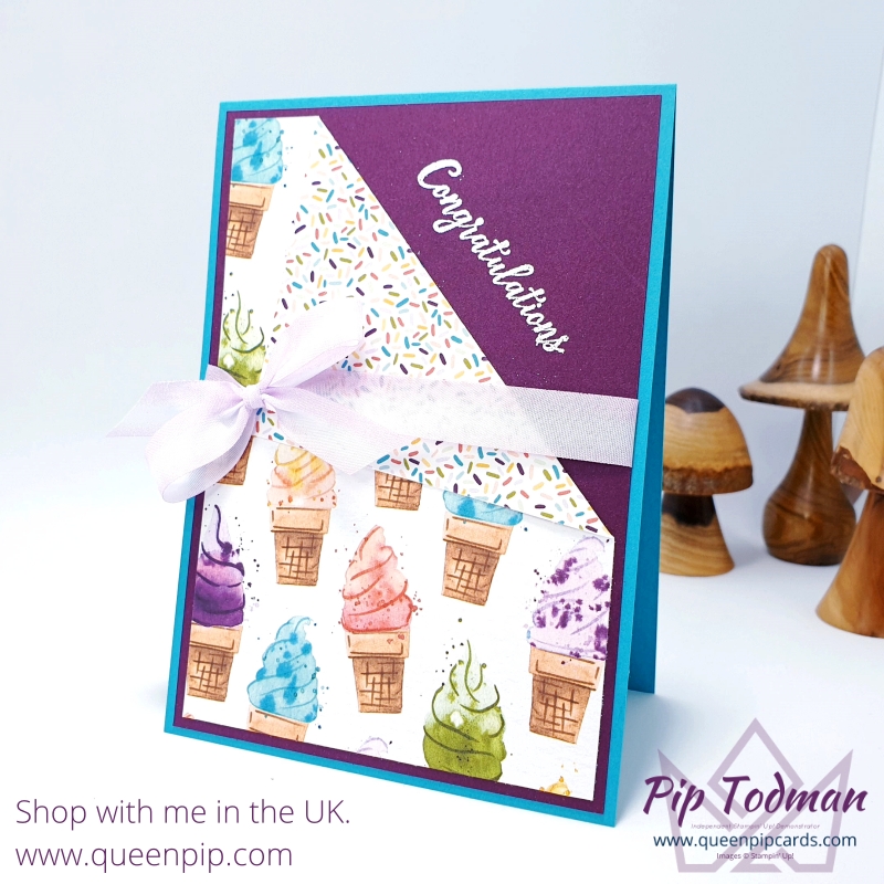 Fold Over Fold Card with Ice Cream Papers and Pretty Cards & Paper! Pip Todman UK Stampin' Up! Demonstrator www.queenpipcards.com #queenpipcards #simplystylish #stampinup #newcardmakers #newhobby #cardmaking