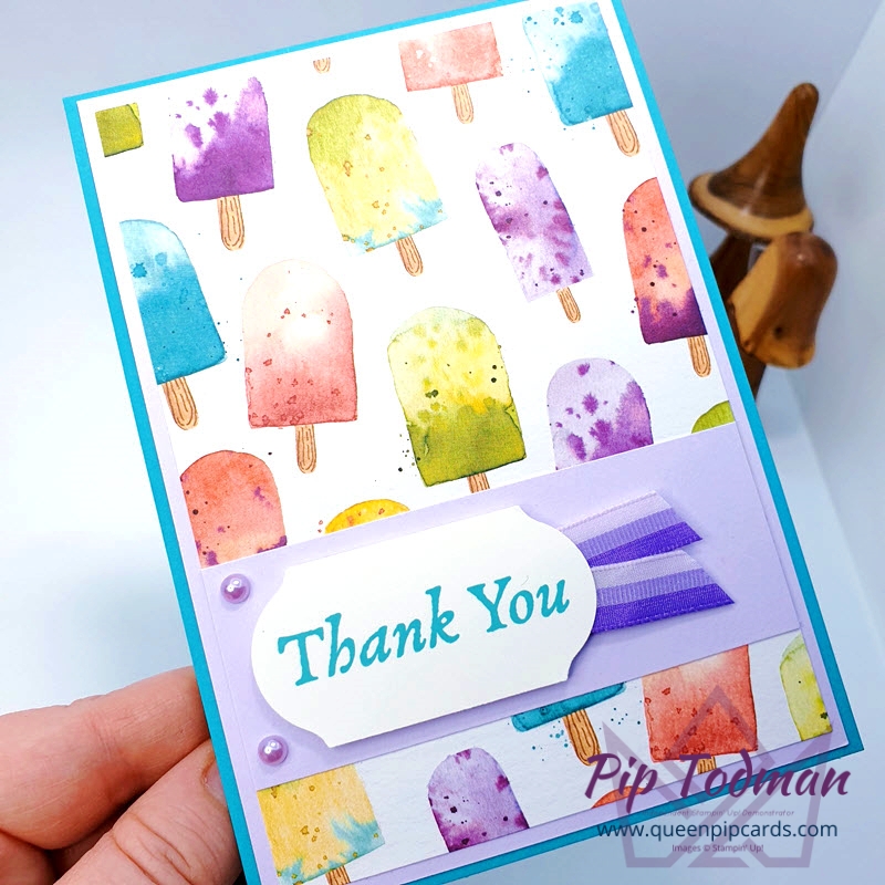 Simple cards with Ice Cream Corner papers are so easy for newbies, but so pretty too! Pip Todman UK Stampin' Up! Demonstrator www.queenpipcards.com #queenpipcards #simplystylish #stampinup #newcardmakers #newhobby #cardmaking