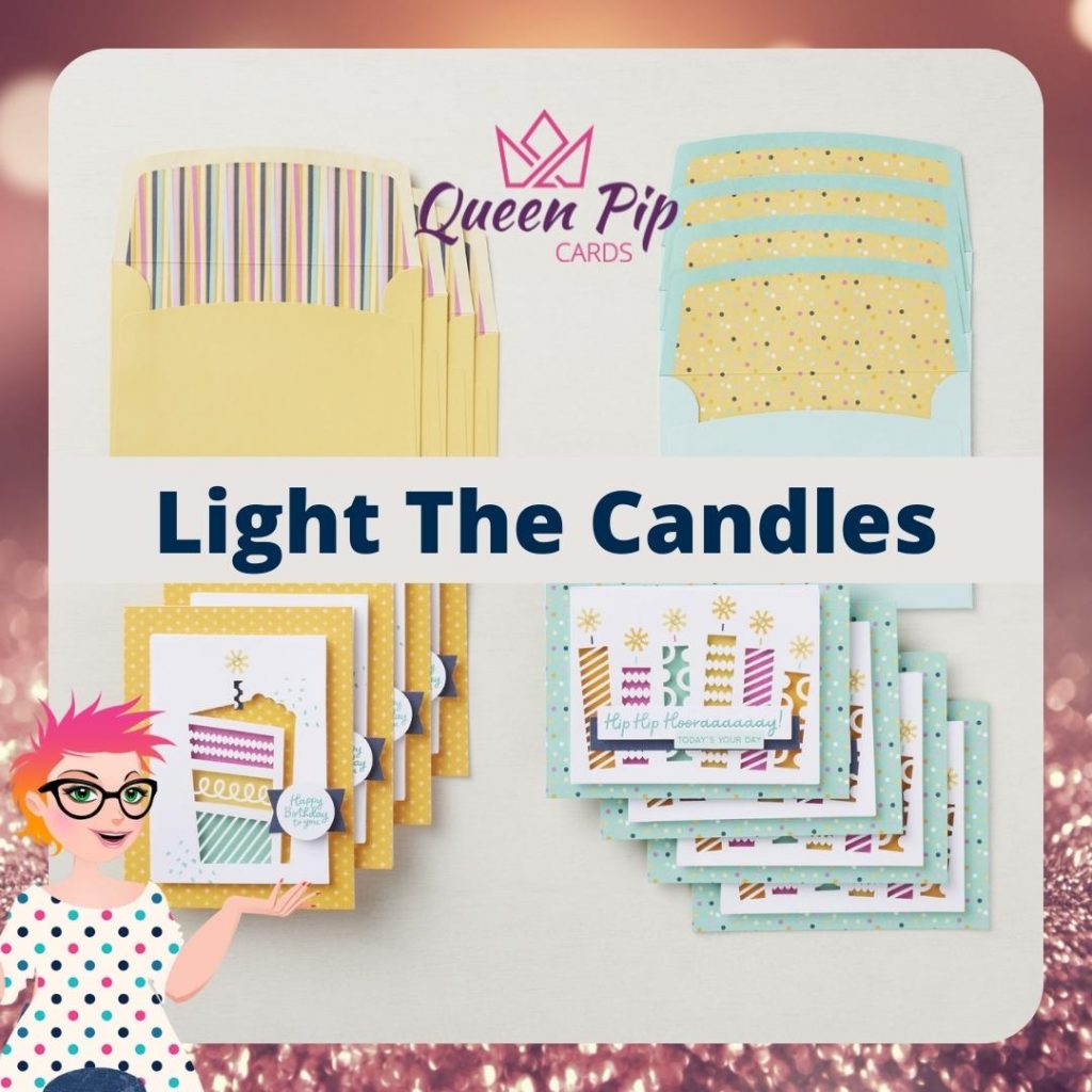 Light the Candles Card Kit is my current favourite!

Pip Todman
Shop at: www.queenpipcards.com/store
Join my team: www.queenpipcards.com/royal-stampers/
Website & blog:
www.queenpipcards.com
Stampin' Up! Independent Demonstrator UK